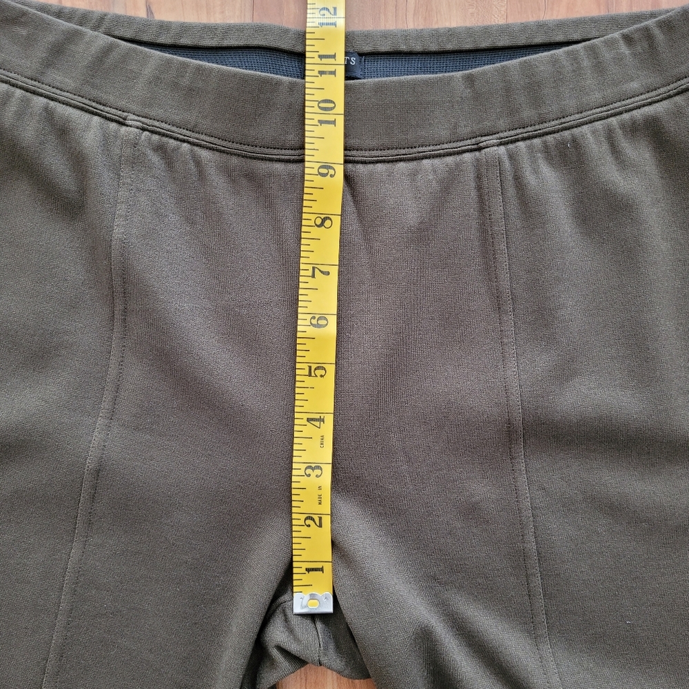 Talbots Pants Pull On Olive Geen Stretch Logo Snap Ankle Dark Academia Size LP - Picture 15 of 17